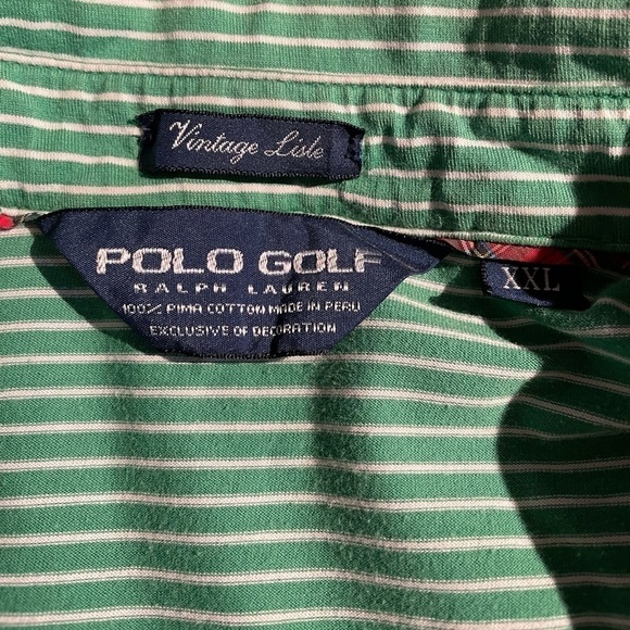 Polo Ralph Lauren golf Pima cotton green white stripe  polo - Picture 7 of 10